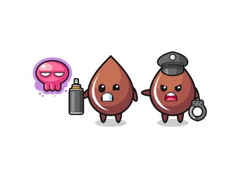 chocolate drop cartoon doing vandalism and caught by the police
