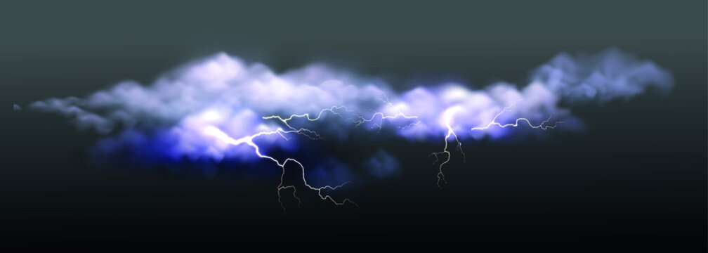 premium thunderstorm background with lightning and clouds vectoral illustration