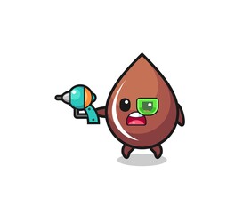 cute chocolate drop holding a future gun