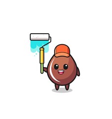 the chocolate drop painter mascot with a paint roller