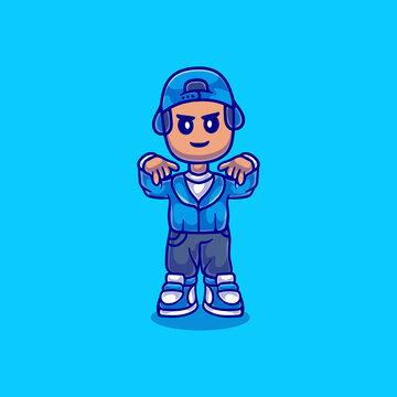 cute rapper boy illustration