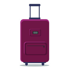 travel stroller suitcase bag isolated vector, luggage illustration that symbolize travelling and getting new emotions, suitcase  with pockets isolated on white background vector illustration