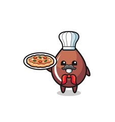 chocolate drop character as Italian chef mascot