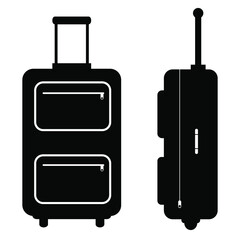 travel stroller suitcase bag isolated vector, luggage illustration that symbolize travelling and getting new emotions, suitcase  with pockets isolated on white background vector illustration