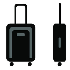 travel stroller suitcase bag isolated vector, luggage illustration that symbolize travelling and getting new emotions, suitcase  with pockets isolated on white background vector illustration