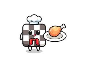 chess board fried chicken chef cartoon character