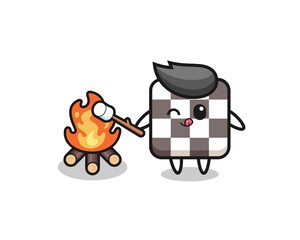 chess board character is burning marshmallow