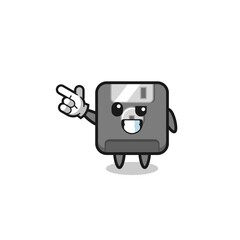 Fototapeta premium floppy disk mascot pointing top left