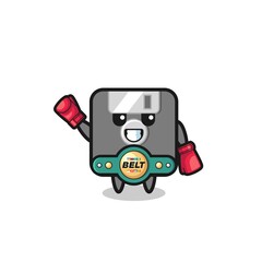 Fototapeta premium floppy disk boxer mascot character