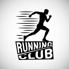Running Sport Logo Vector Design Silhouette, Logo Sport, logo black and white