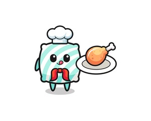 pillow fried chicken chef cartoon character