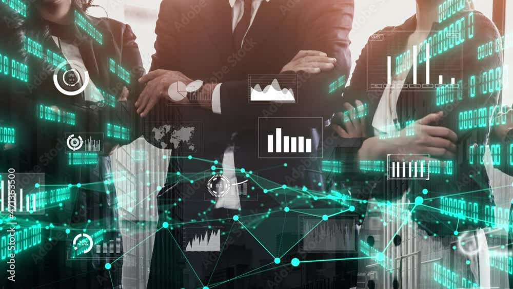 Poster conceptual business dashboard for financial data analysis . 3d render computer graphic .