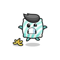 Obraz premium pillow cartoon is slip on a banana peel