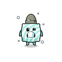 Obraz premium cute cartoon pillow with shivering expression