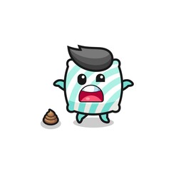 pillow earth surprised to meet poop