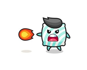 cute pillow mascot is shooting fire power