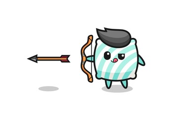 Fototapeta premium illustration of pillow character doing archery