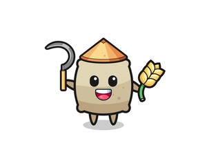 sack Asian farmer holding paddy