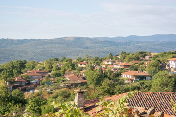 Fototapeta na wymiar View of the historic village of Zheravna in the morning, Bulgaria