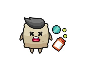 illustration of overdose sack character