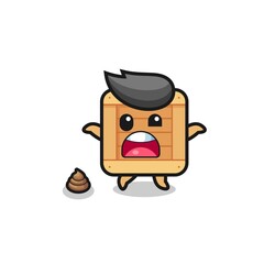 wooden box earth surprised to meet poop