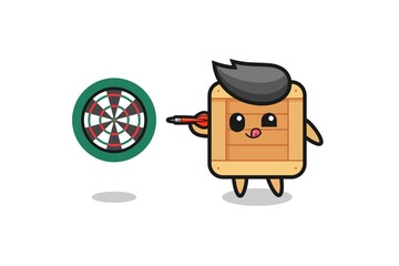 Fototapeta premium cute wooden box is playing dart