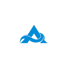 Fototapeta premium letter a blue waves curves flow geometric logo vector