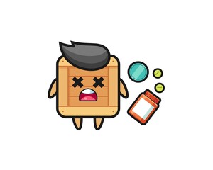 illustration of overdose wooden box character