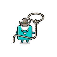 the weight scale cowboy with lasso rope