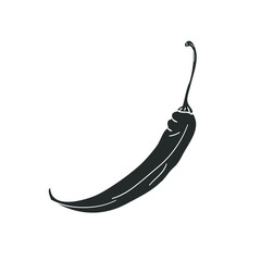 Chilli Icon Silhouette Illustration. Spicy Pepper Vector Graphic Pictogram Symbol Clip Art. Doodle Sketch Black Sign.
