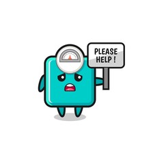 cute weight scale hold the please help banner