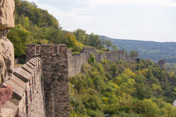 Fortified wall of Tsarevets fortress in Veliko Tarnovo, Bulgaria