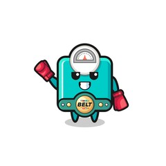 weight scale boxer mascot character