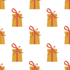 Gift boxes, presents seamless pattern vector icon set. Hand drawn doodle collection isolated on white. Colorful wrapped paper textile. Sale shopping concept. Birthday Christmas. Cartoon flat design.