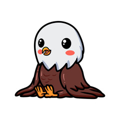 Cute little eagle cartoon sitting