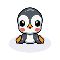 Cute little penguin cartoon sitting