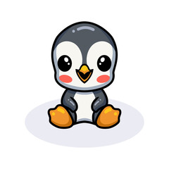 Cute little penguin cartoon sitting