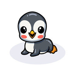 Cute little penguin cartoon lying down