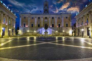 Fototapeta premium Capitoline Hill is one of the main attractions of Rome, square designed by Michelangelo.