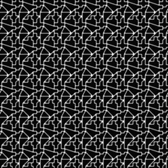 Fototapeta premium Figures, dots ornament. Seamless pattern. Folk wallpaper. Simple shapes, spots backdrop. Embroidery background. Tribal motif. Ethnic mosaic. Digital paper, textile print, abstract. Vector