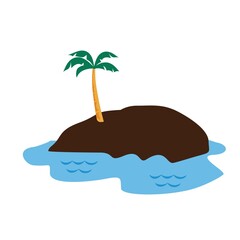 small island in the middle of sea with coconut tree vector design