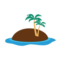 small island in the middle of sea with coconut tree vector design