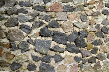 River stone walls with cement adhesive, for a natural nuanced background