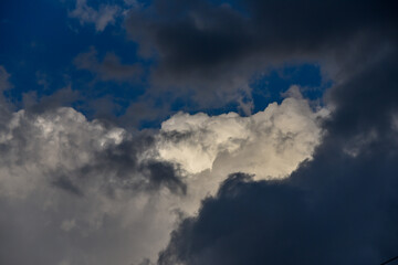 The big powerful storm clouds before a thunderstorm at sunset