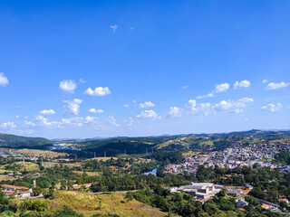 Fototapeta na wymiar panoramic photo of the city of pirapora do bom jesus hills rio sky