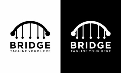 bridge logo vector icon illustration line outline monoline, on a black and white background.