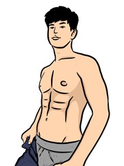 Fototapeta premium cute man cartoon on white background