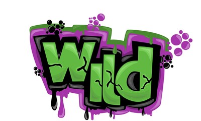colorful WILD writing graffiti design