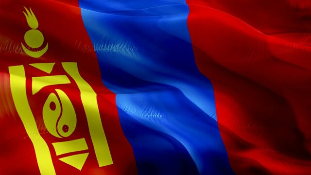 Mongolian flag. 3d Mongolia flag waving video. Sign of Mongolia seamless loop animation. Mongolian flag HD resolution Background. Mongolia flag Closeup 1080p HD video for Independence Day,Victory day
