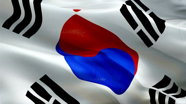 S Korean flag. 3d South Korea flag waving video. Sign of South Korea seamless loop animation. Korean flag HD resolution Background. South Korea flag Closeup 1080p HD video for Independence Day,Victory